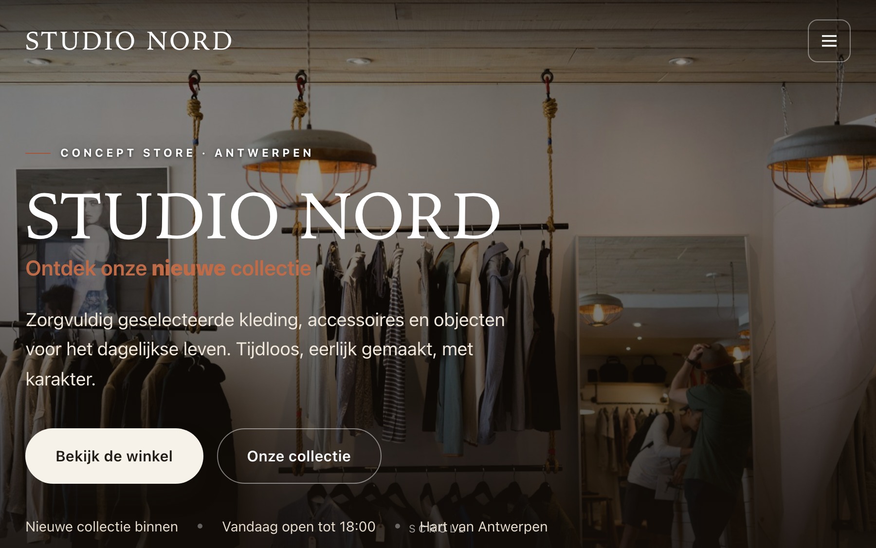 Voorbeeld van een concept store-website gemaakt door Obreon
