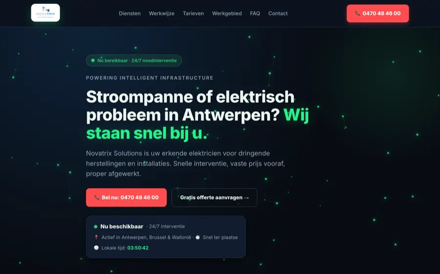 Website Novatrix Solutions — elektricien